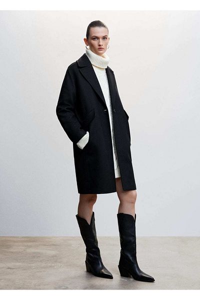 MANGO Woman Straight Cut Woolen Coat