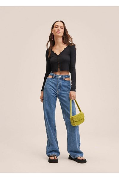 MANGO Woman Buttoned Ribbed Cardigan