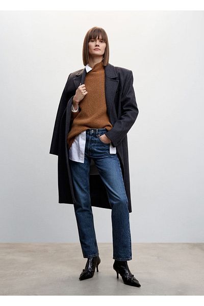 MANGO Woman High Collar Ribbed Sweater