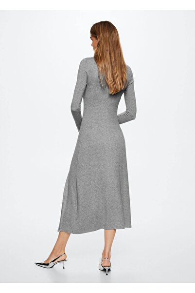 MANGO Woman Örgü Midi Elbise