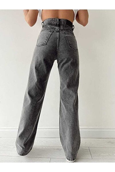 DRC trend Women's Smoked Snow Lycra Super High Waist Wide Leg Jeans Trousers Palazzo