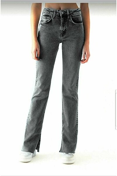 Livik Skyrim Lycra 90's Women's Smoked Snow Super High Waist Slit Leg Denim Jeans Palazzo Pants