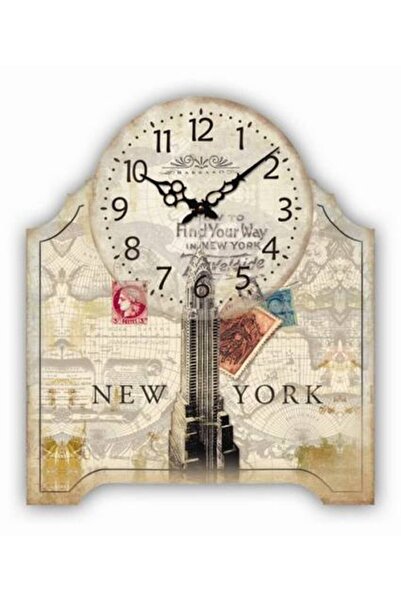MBA Kitchen Group – Wooden Clocks Mb New York Themed Table Clock 24 cm |   Decorative Wooden Wall Clock