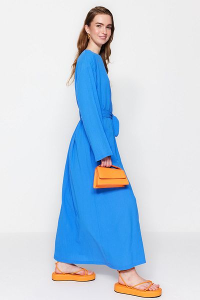 Trendyol Modest Saks Belted Woven Dress TCTSS23EB00043