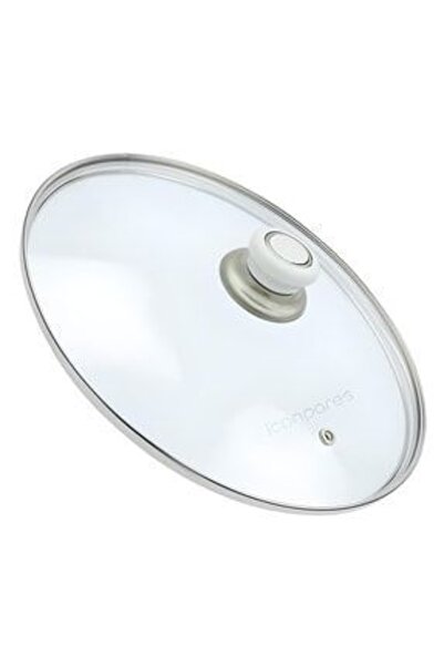 Doğuş Tencere Sahan Tava Cam Kapağı Kapak 30 Cm Beyaz Tutma Tepesi