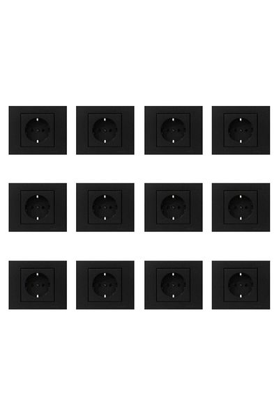 OVİVO Seldur Grano Black Grounded Socket 12 Frames