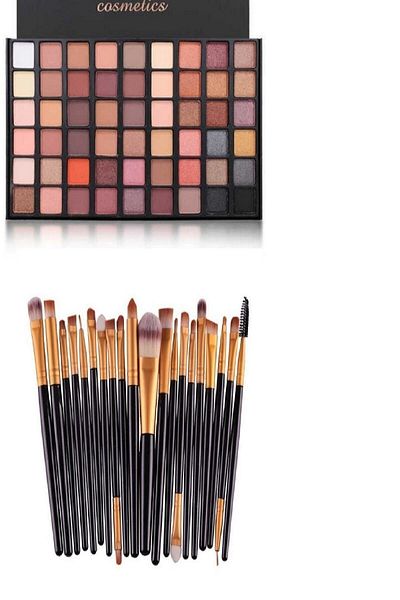 Makeuptime Professional Soft Makeup Brush Set - 54-Piece Eyeshadow Palette and 20-Piece Watch Set, Black Color