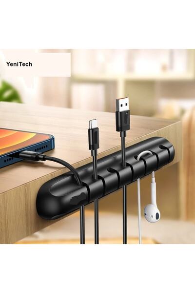 YENİTECH منظم كابلات مكتبي مكون من قطعتين من السيليكون غير القابل للكسر لتنظي...
