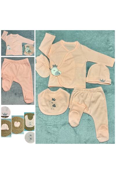 almini طقم بدلة خروج من المستشفى لحديثي الولادة مكونة من 5 قطع ومطرزة على شكل...