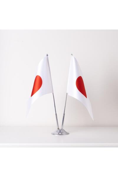 ZC Bayrak Japonya 2li Masa Bayrağı Saten Kumaş Dijital Baskı 15x22,5 Cm