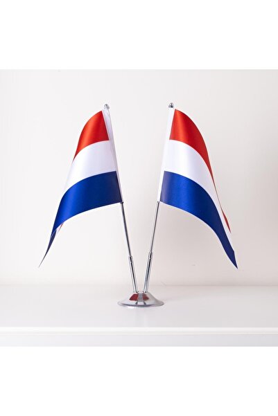 ZC Bayrak Hollanda 2li Masa Bayrağı Saten Kumaş Dijital Baskı 15x22,5 Cm