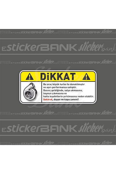 Sticker Bank Turbo Attention Car Sticker