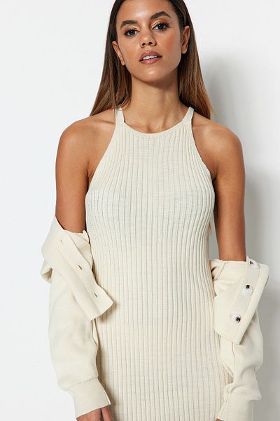 Trendyol Collection Базова сукня-кардиган міді кольору стоун TWOSS23EL00738