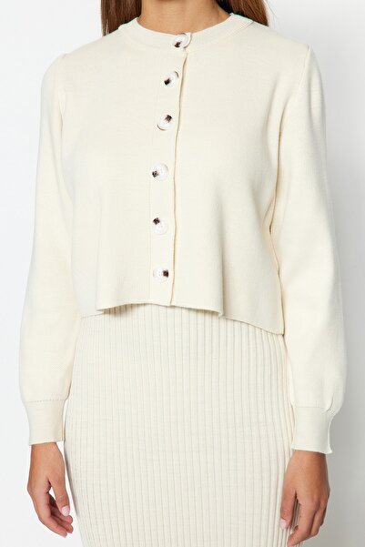 Trendyol Collection Tricotaj Rochie Midi Basic Stone - TWOSS23EL00738