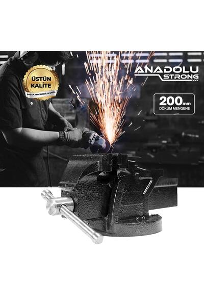 Anadolu Strong Büyük Boy 200mm 8" Dövme Çelik Sabit Tezgah Masa Mengenesi