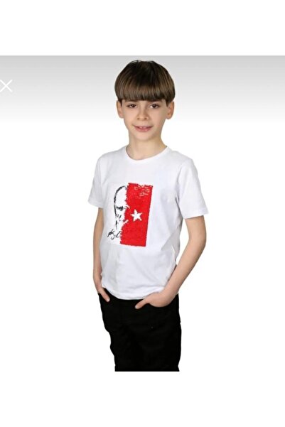 FATELLA Children's Short Sleeve Ataturk Printed Long Sleeve T-shirt