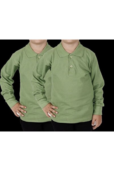 FATELLA Set de 2 tricouri unisex pentru copii cu guler polo - mânecă lungă, c...