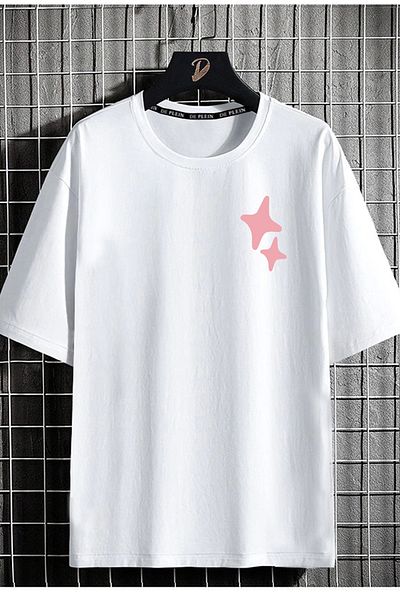 DE PLEIN White Oversize Unisex Broken Hearts Plein Printed 100% Cotton T-shirt