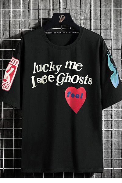 DE PLEIN Lucky Me Unisex Black Oversize T-shirt