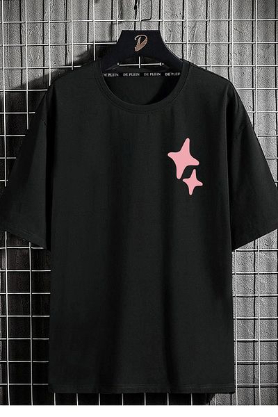 DE PLEIN Oversize Unisex Broken Hearts Plein Black Printed 100% Cotton T-shirt