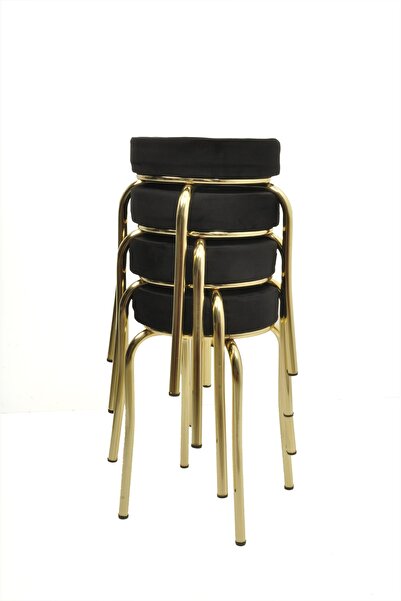 ekipmetal Tabure 4'lü Gold ( Altın ) Baby Face Siyah