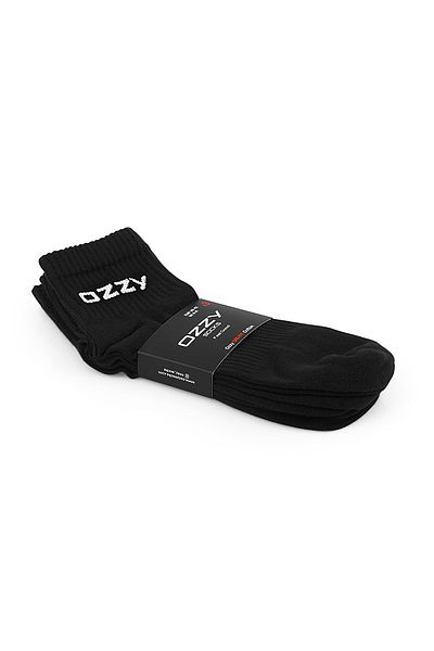 Ozzy Socks 3 чифта изрязани спортни чорапи за тенис черен пакет