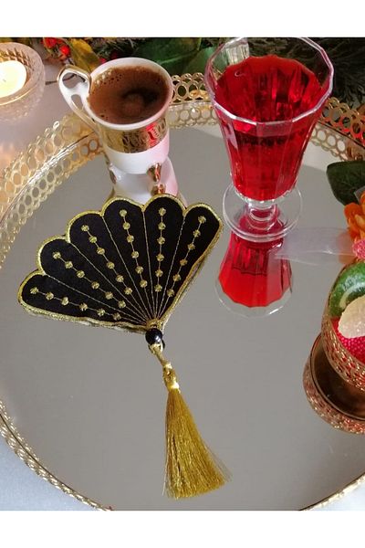 Lady Rio Șervețel de cocktail, șervețel de prezentare, șervețel brodat (1 bucată) Model evantai