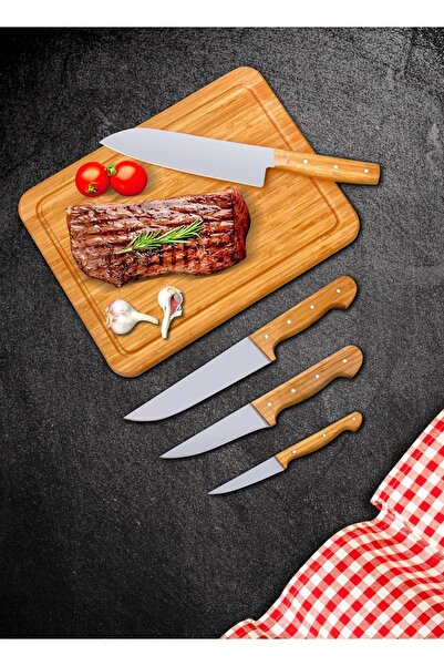 OMS PASLANMAZ 9147 Pratico 5 Parça Bıçak Seti Ve Kesme Tahtası