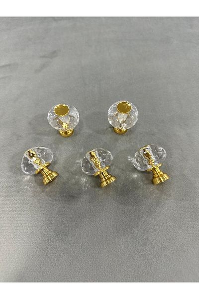 ARON (5 PCS) Oscar Button Handle Crystal Transparent Gold TV Unit Nightstand Console Cabinet Handle