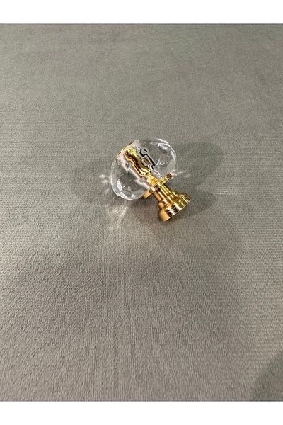 ARON (5 PCS) Oscar Button Handle Crystal Transparent Gold TV Unit Nightstand Console Cabinet Handle