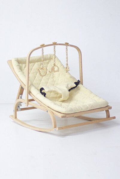 Babycom Kademeli Ana Kucağı - Bej - Ahşap Oyuncaklı