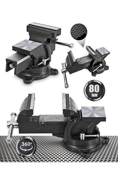 PROXTECH 360 Dönerli Profesyonel Ağır Hizmet Yüksek Hassasiyetli Kırılmaz Örslü Masa Tezgah Mengenesi 80 Mm