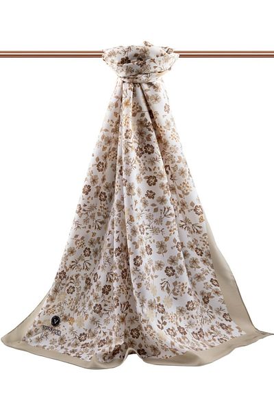Vissona Γυναικείο Luxury Medina Silk Shawl Μπεζ-γαλακτώδες καφέ