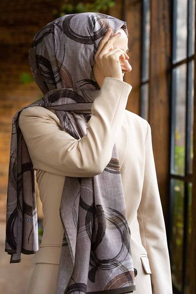 Vissona Γυναικείο σάλι πολυτελείας Medina Silk Mink-2