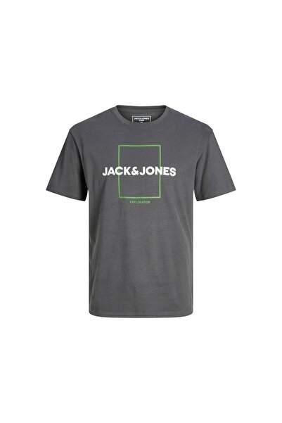 Jack & Jones Jack&Jones Велосипедна комір, з написом, короткий рукав, сірий чоловічий футболка 12231222