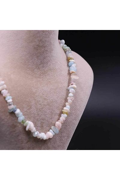 MYTAKIAĞACIMFH Aquamarine Morganite Heliodor Stone Cracked Natural Stone Necklace Bracelet Set