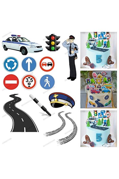sevvom Yenilebilir Kağıt Trafik Polisi Resimli Pasta Üzeri Şeker Kağıt Baskısı