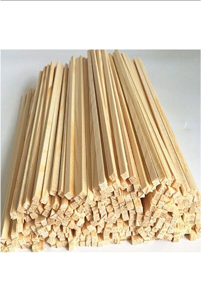 Apak Ahşap 1.5cmx 1.5cm 1 Metre (10 Adet) Hobi Için Çok Amaçlı Parlak Çıta
