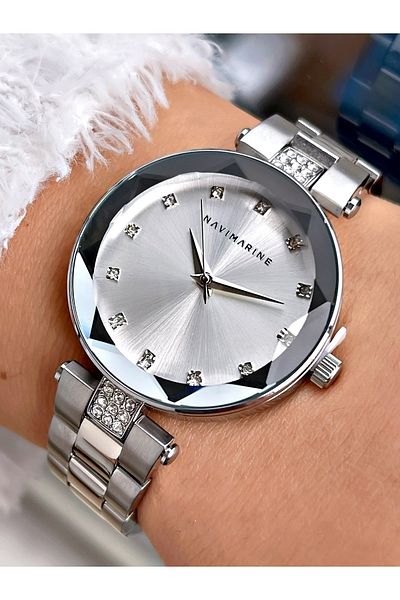 Navimarine Silver Color Steel Strap Stone Women's Wristwatch Bracelet Gift