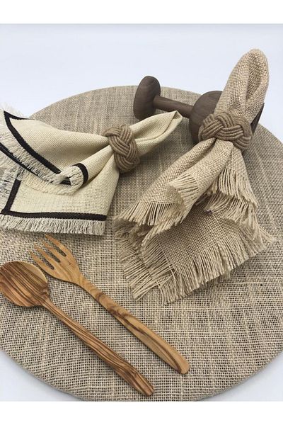 KATMERTEKS 12 Pieces Natural Jute Napkin Ring Ring Wicker Model