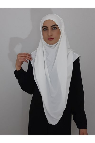 nazenin export Souffle Ready Tied Peceli Large Scarf Suitable for Hijab, Hajj and Umrah Ecru