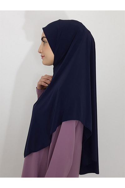 nazenin export Prayer Cloth Khımar Ready Large Scarf Suitable for Hajj and Umra Hıjap Malaysia Model Navy Blue