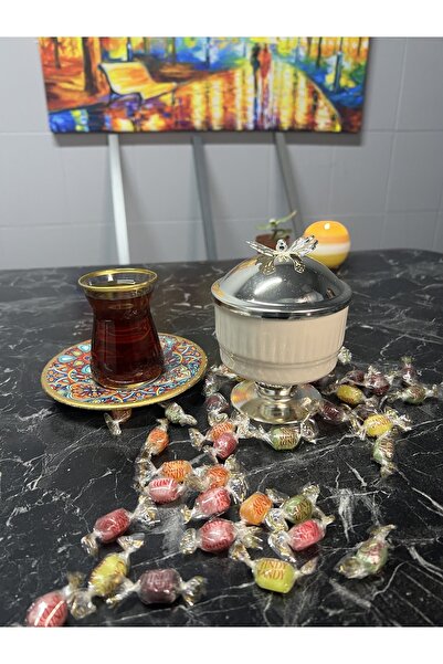 Ebed Silver Covered Butterfly Porcelain Sugar Bowl & Turkish Delight Bowl See-t305