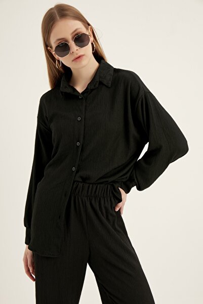 MEECY Női fekete kötött dupla öltöny