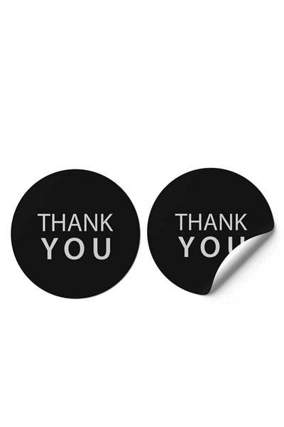 gg gençgirişimci Coated Sticker Thank You - Black Background 4x4 cm 70 Pieces
