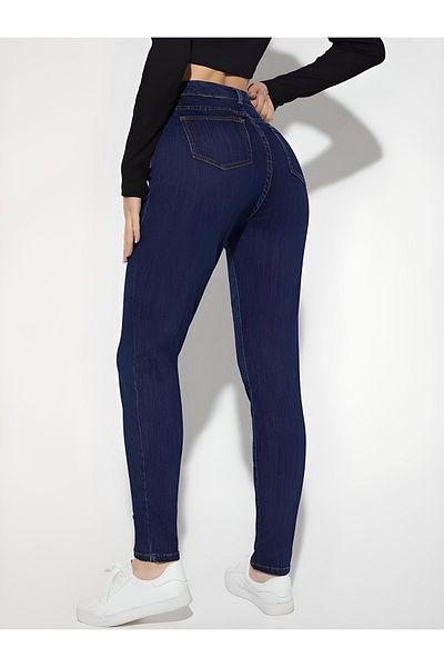 Trn JNS Γυναικείο τζιν παντελόνι Alena Navy Blue Comfort Lycra Skinny Jean Skinny