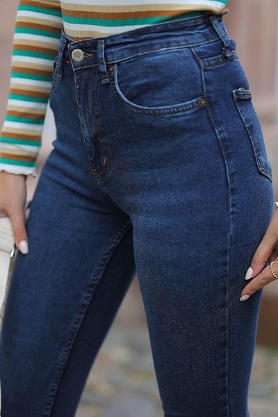 Ramrod Tina Blue Moustache Colorfast Women's Lycra High Waist Non-Fading Gathering Effect Skinny Leg Jeans