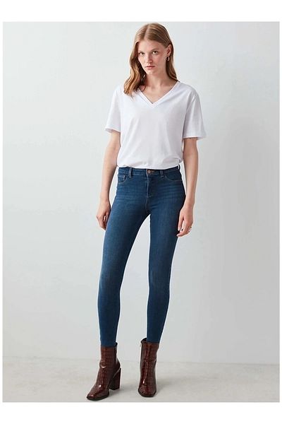 Livik Blugi Dodi Mustache Blue, care nu se estompează, super skinny, blugi