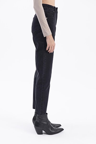 TRENDNATUREL Sista Black Colorfast Lycra High Waist Recovery Mom Jean Pants