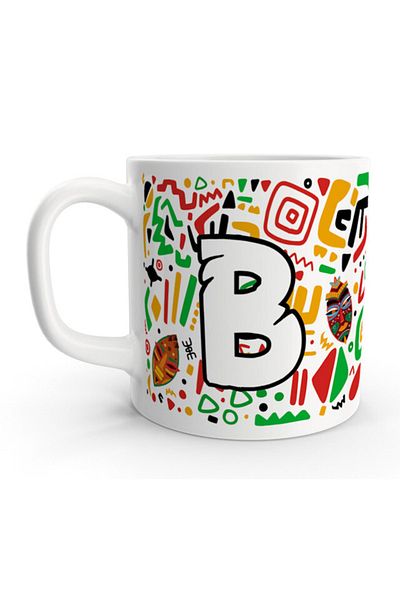 Rock'n Fox Letter B African Ethnic Abstract Colorful Letter Mug